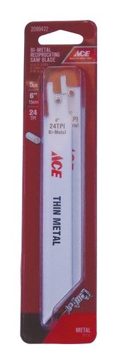 Ace #2099422 6" PACK OF 5 SAW ZALL Blades 24 TPI